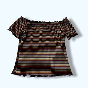 Charlotte Russe striped off the shoulder top